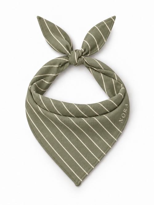 NŌRA Bandit Stripe dog bandana in Moss